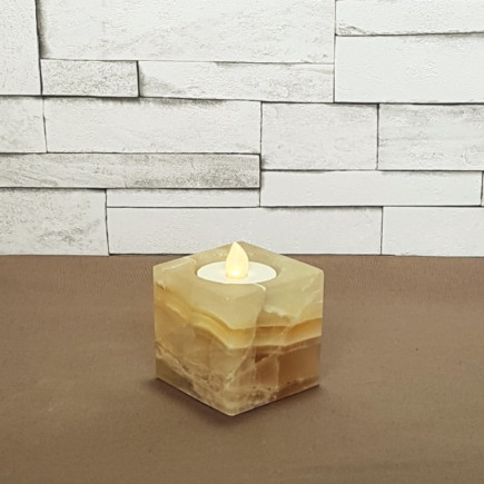 Porte-bougie cube ambre